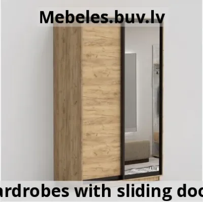 skapis 2-durvju ar bīdāmām durvīm 17024060 ar spoguli 2 atvilktnes  krāsagold craft oak profmelns - Antikas skapis
