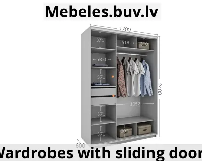 skapis 2-durvju ar bīdāmām durvīm 17024060 ar spoguli 2 atvilktnes  krāsagold craft oak profmelns - Skapis koks