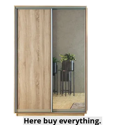 Skapis ar 2 bīdāmām durvīm un spoguli 10022060 cm krāsa-sonoma