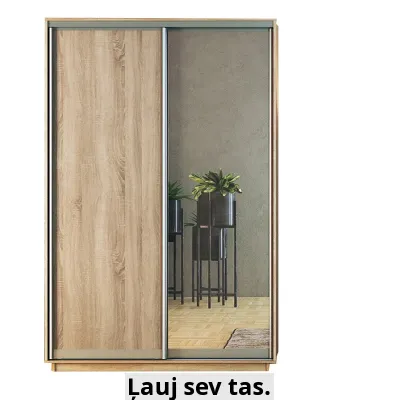 Skapis ar 2 bīdāmām durvīm ar spoguli 12024045 cm krāsa sonoma2 atvilktnes