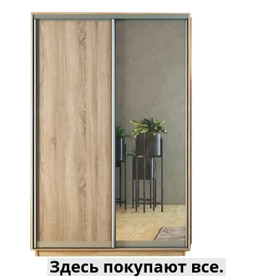 Шкаф-купе 2-х дверный с зеркалом 10022060 см цвет-сонома
